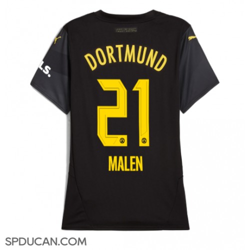 Zenski Nogometni Dres Borussia Dortmund Donyell Malen #21 Gostujuci 2024-25 Kratak Rukav